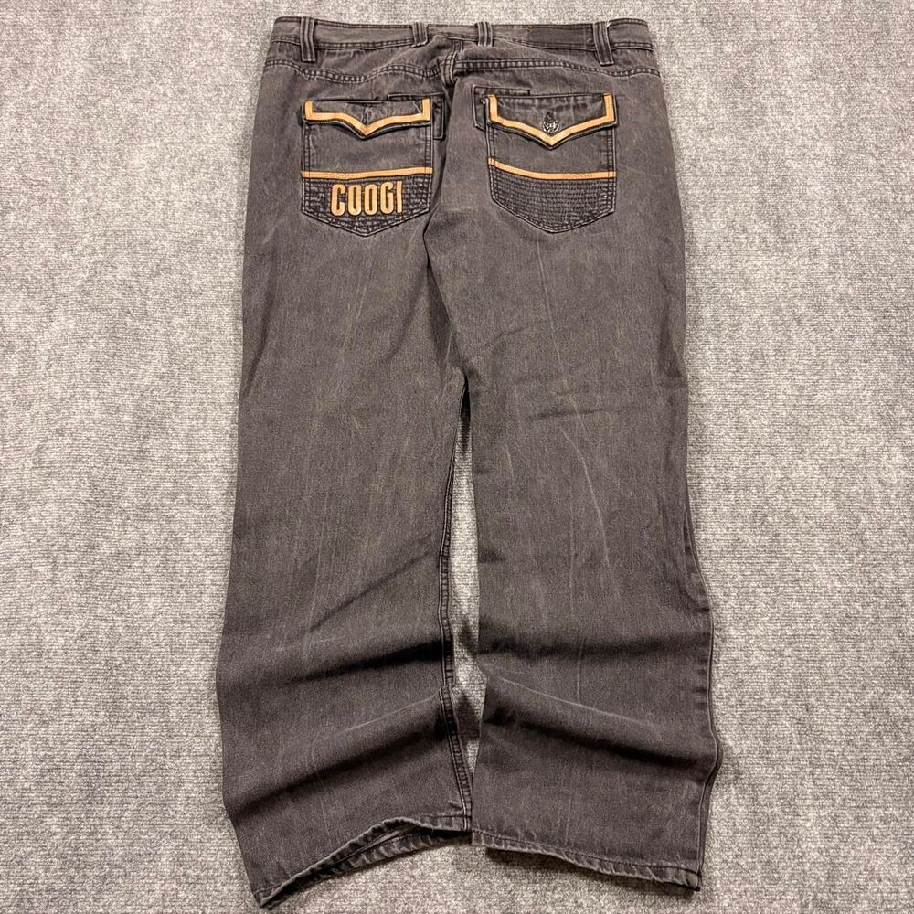 vintage 2000s coogi 3d logo baggy fit black jeans